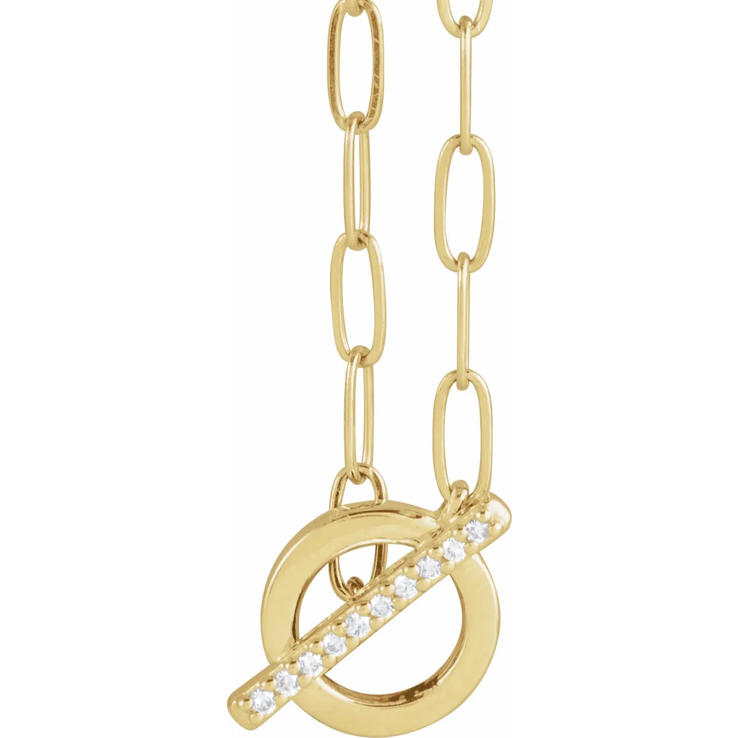 14K Yellow .04 CTW Natural Diamond Toggle 16" Necklace