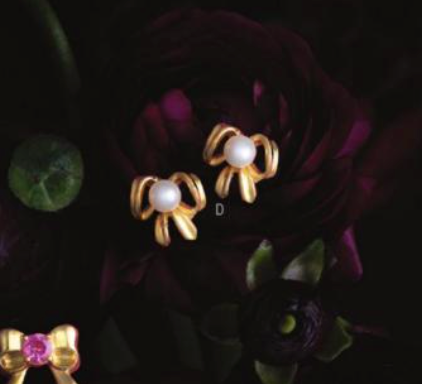 14K Gold Pearl Bow Earrings