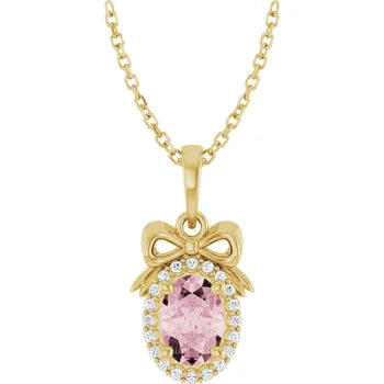 14K Gold Morganite Bow Necklace