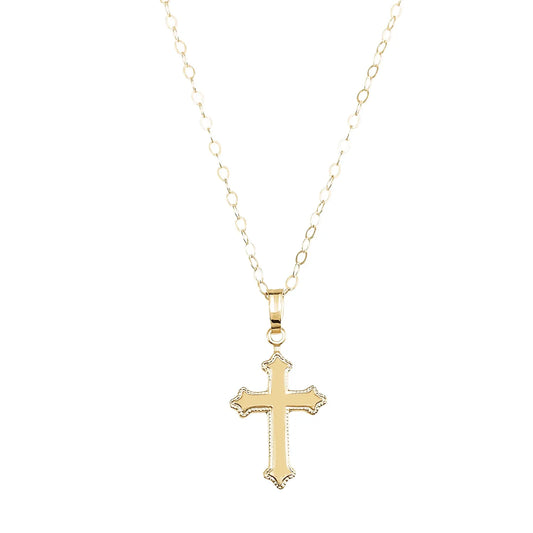 Youth 14K Yellow Cross 15" Necklace