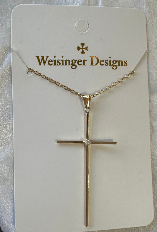 CZ gold filled cross necklace