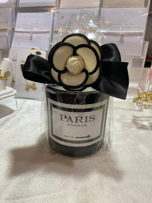 Paris France Flower Candle