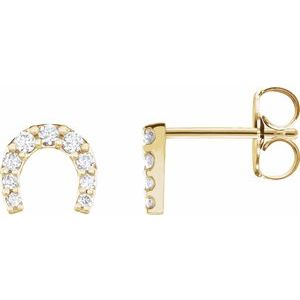 14K Yellow 1/6 CTW Natural Diamond Horseshoe Earrings