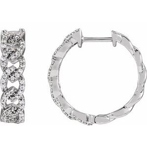 14K White 1/2 CTW Lab-Grown Diamond Hoop Earrings