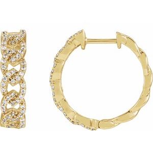 14K Yellow 1/2 CTW Lab-Grown Diamond Hoop Earrings