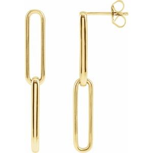 14K Yellow Paperclip-Style Earrings